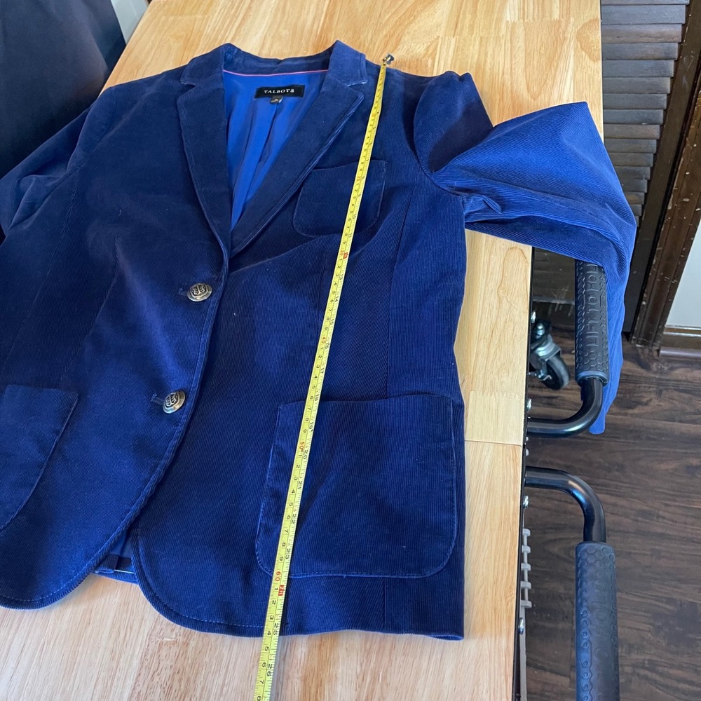Talbots Womens Blue Corduroy Blazer Jacket Crest Buttons Size 10 ID245 - Picture 10 of 10